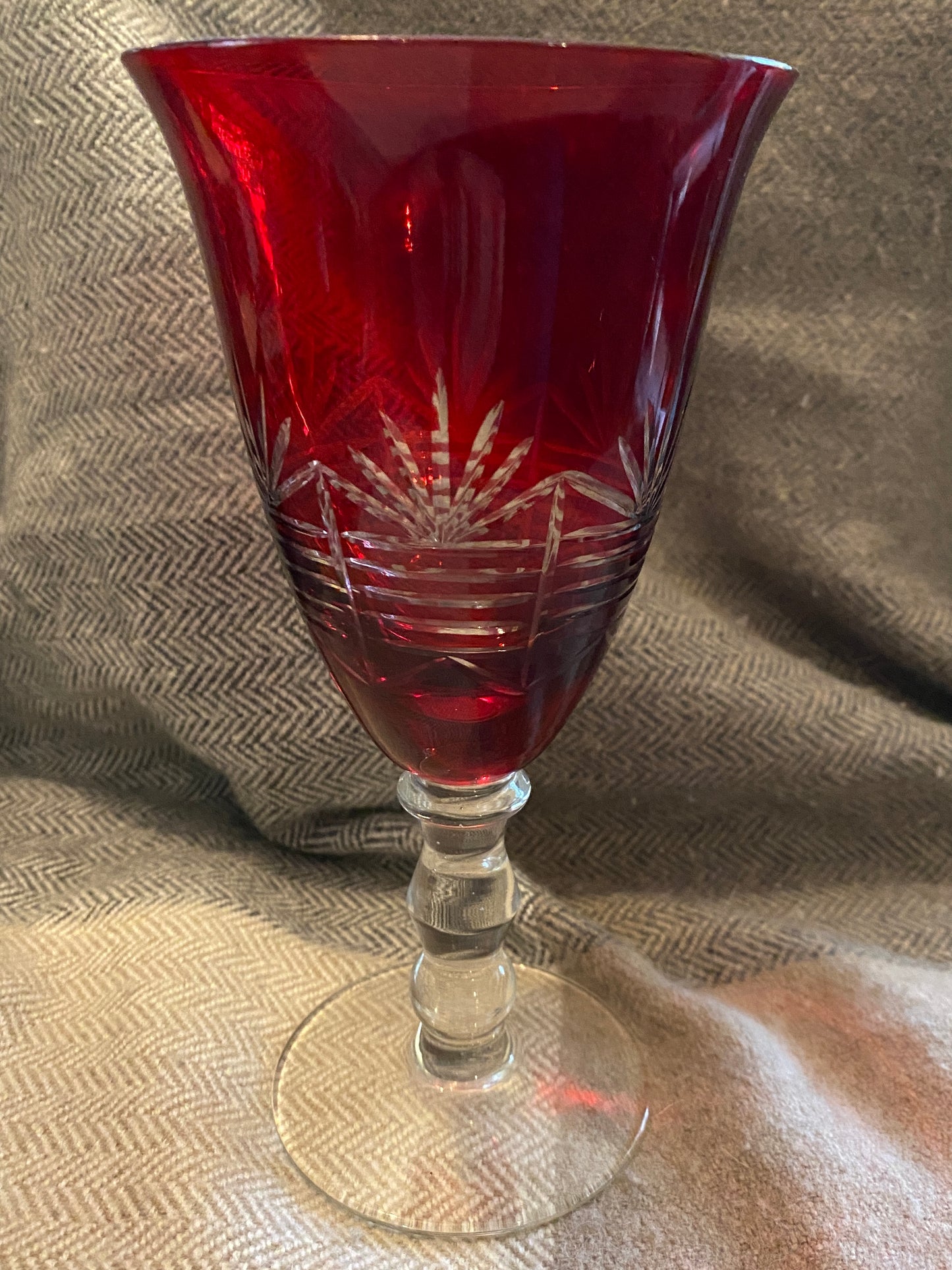 Bohemian Ruby Red Flash Cut Goblets