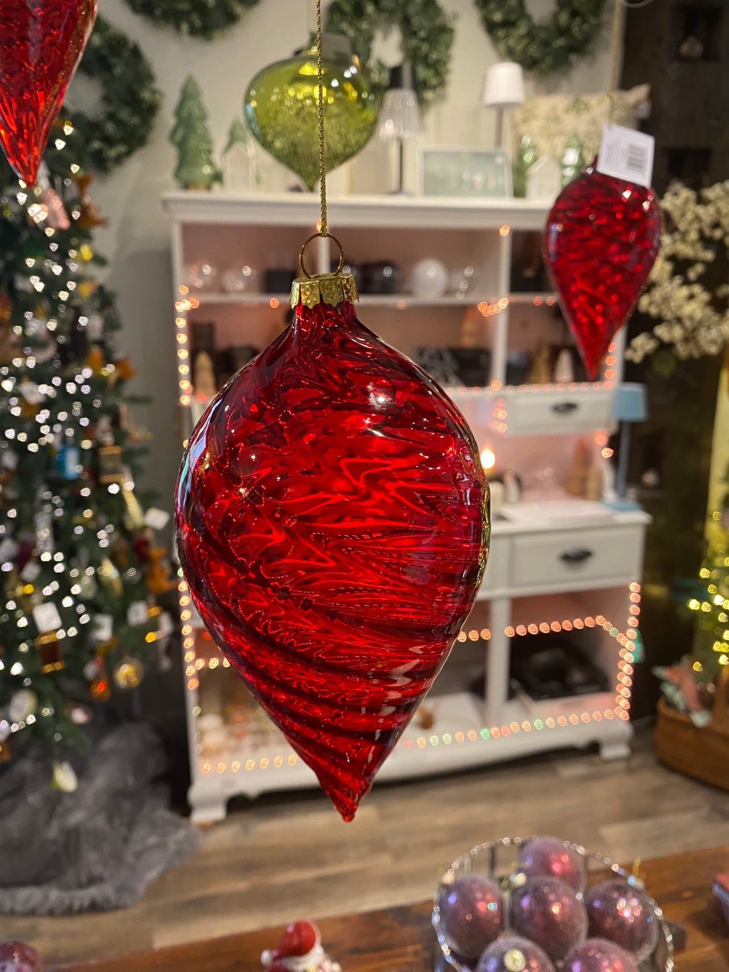 Mercury Glass Ornament Clear & Red Ornament