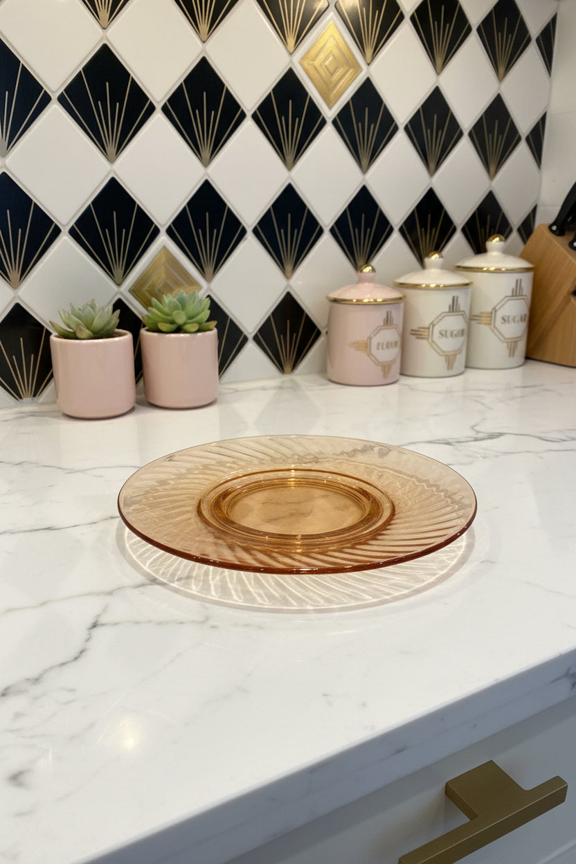 Pink Depression Glass Lunch Plate