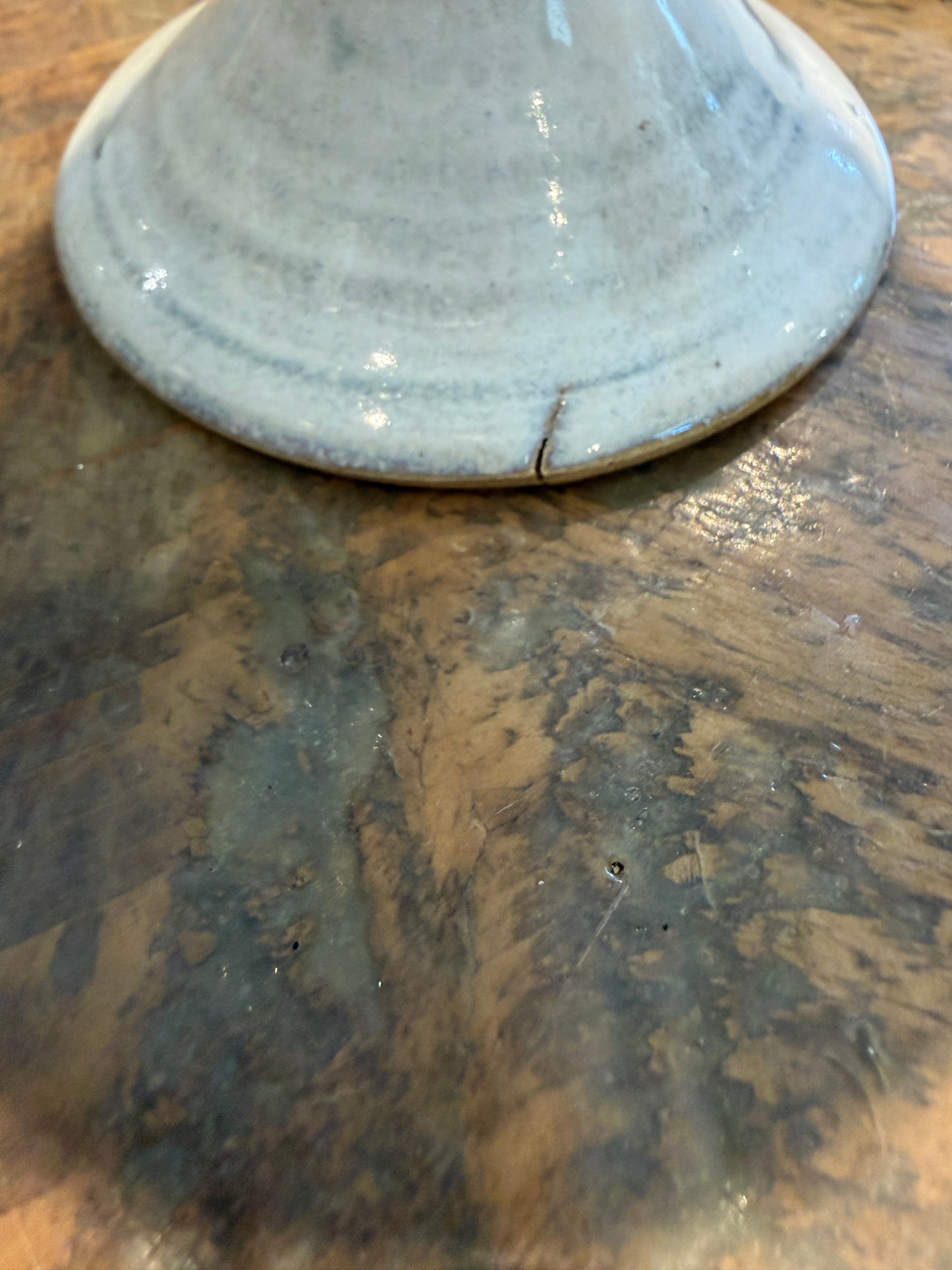 Vintage Pottery Goblet Pale Blue & Grey