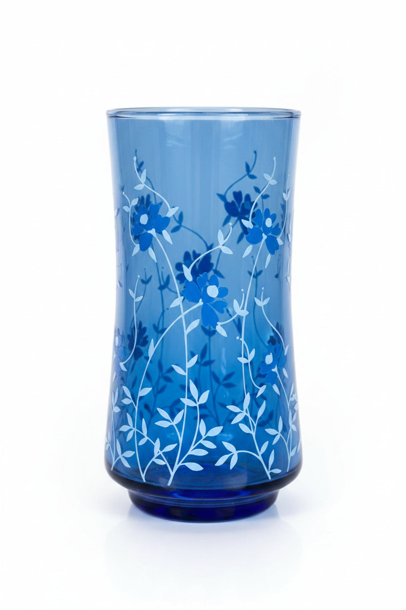 Libbey Vintage Tawny Blue Floral Glasses
