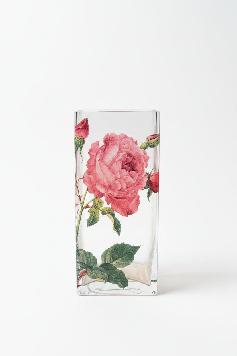 Rectangular Glass Rose Vase