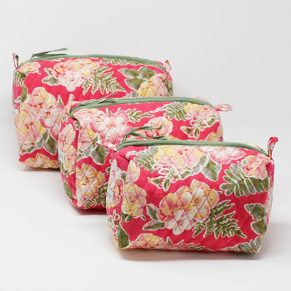 Quilted Makeup Bag Set