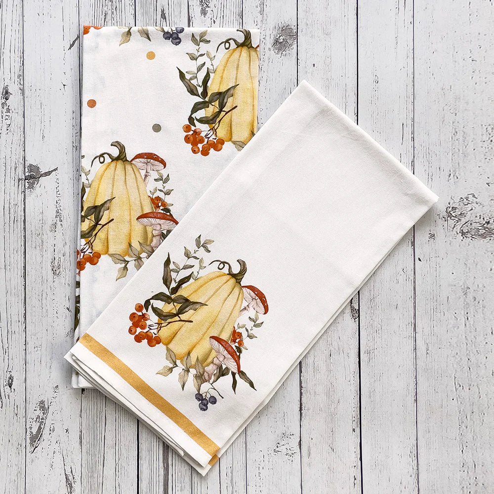 Pumpkins & Mushrooms Autumn Kitchen Towels
