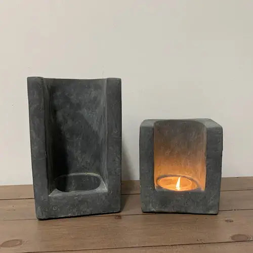 Dark Grey Cement Candle or Wine Bottle Holder