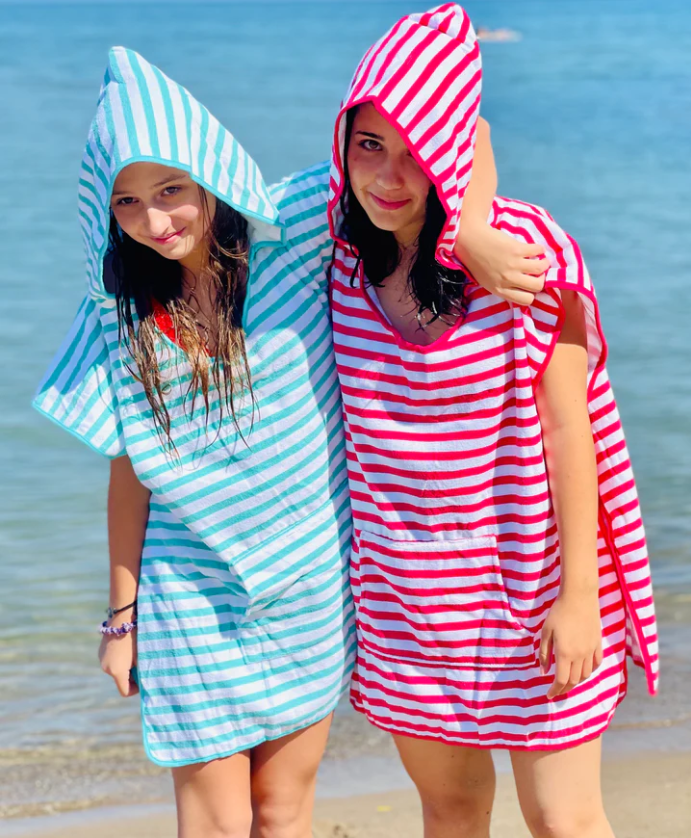 Children's Hooded Towels Navy or Red Stripe