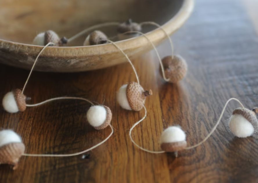 Felted Wool Acorn Garland