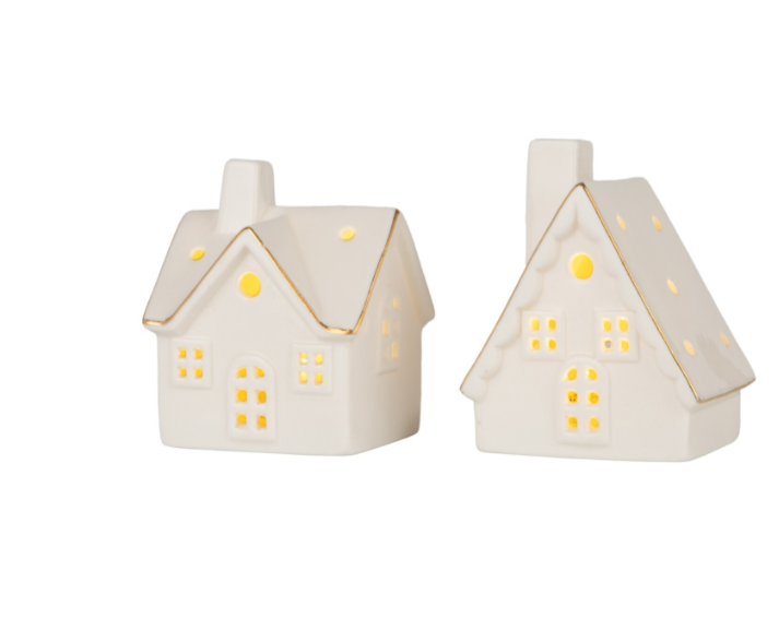 Ceramic White and Gold LED Houses