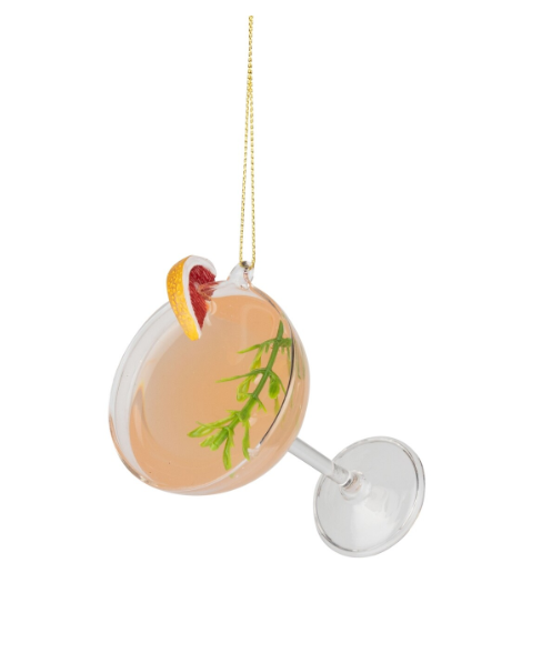 Pink Glass Martini Ornament
