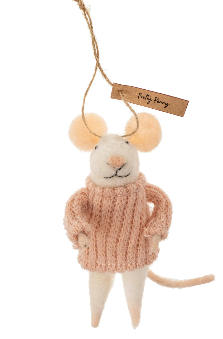 Pretty Paulina Felted Mouse Ornament