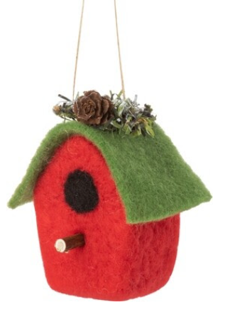Felted Wool Birdhouse Ornament