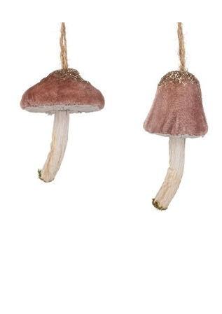 Dusty Rose Velvet Mushroom Ornament