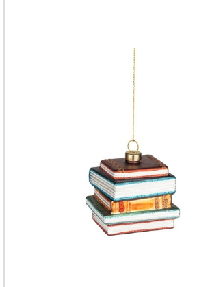 Glass Book Stack Ornament