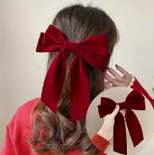 Fashionable Big Red Velvet Bow Hairpin