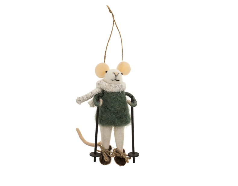 Snowshoe Silas Felted Mouse Ornament