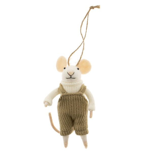 Dungarees Dorian Felted Mouse Ornament