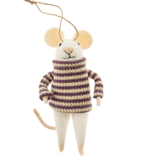 Nellie Mouse Felted Wool Ornament