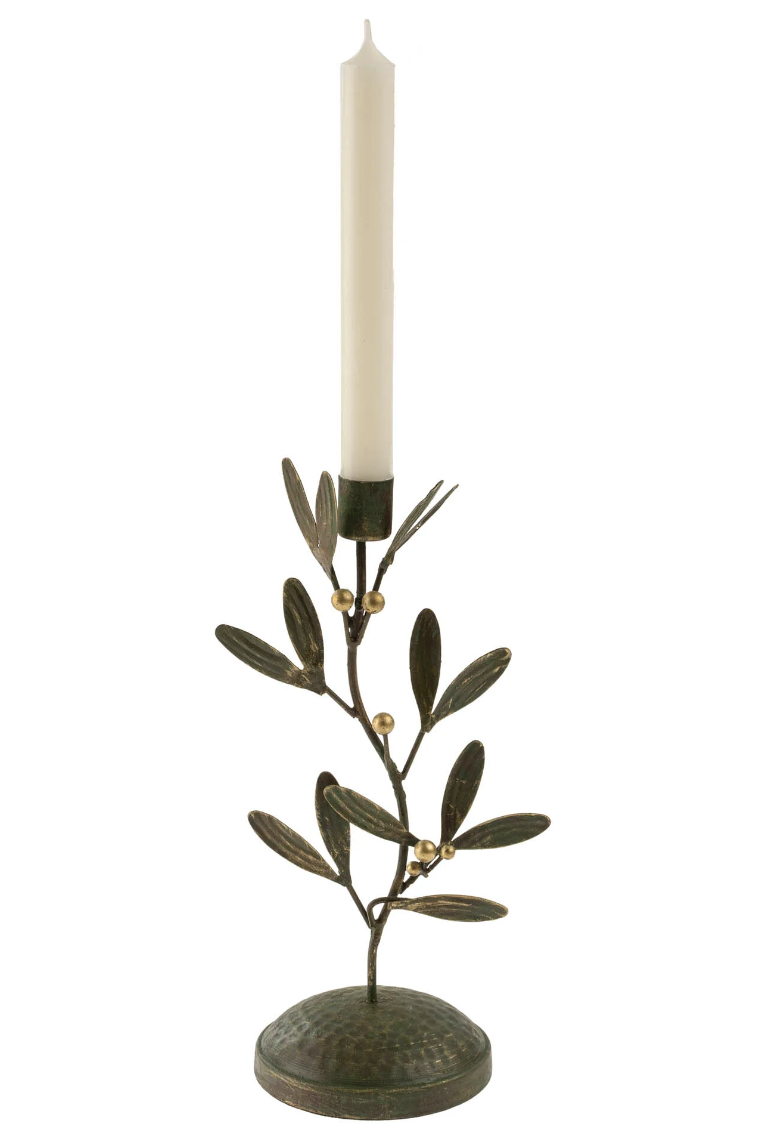 Golden Mistletoe Candlesticks