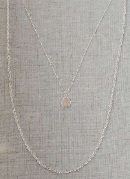 Paris Drop Necklace - Rose Quartz, Glee