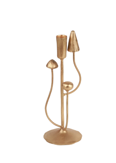 Gold Mushroom Candle Stick Holder