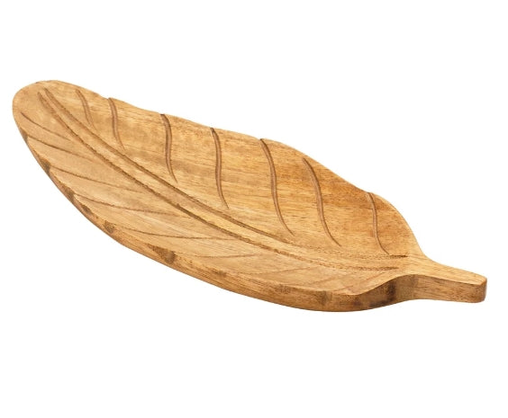 Carved Wooden Leaf Tray