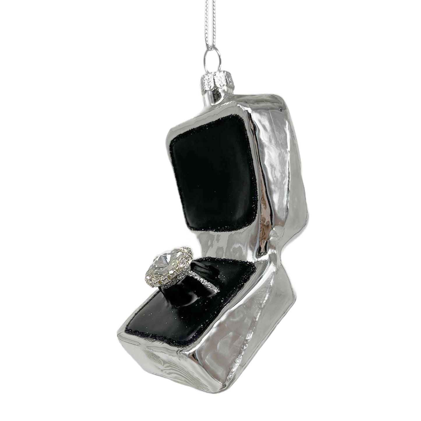 Engagement Ring in a Box Glass Ornament