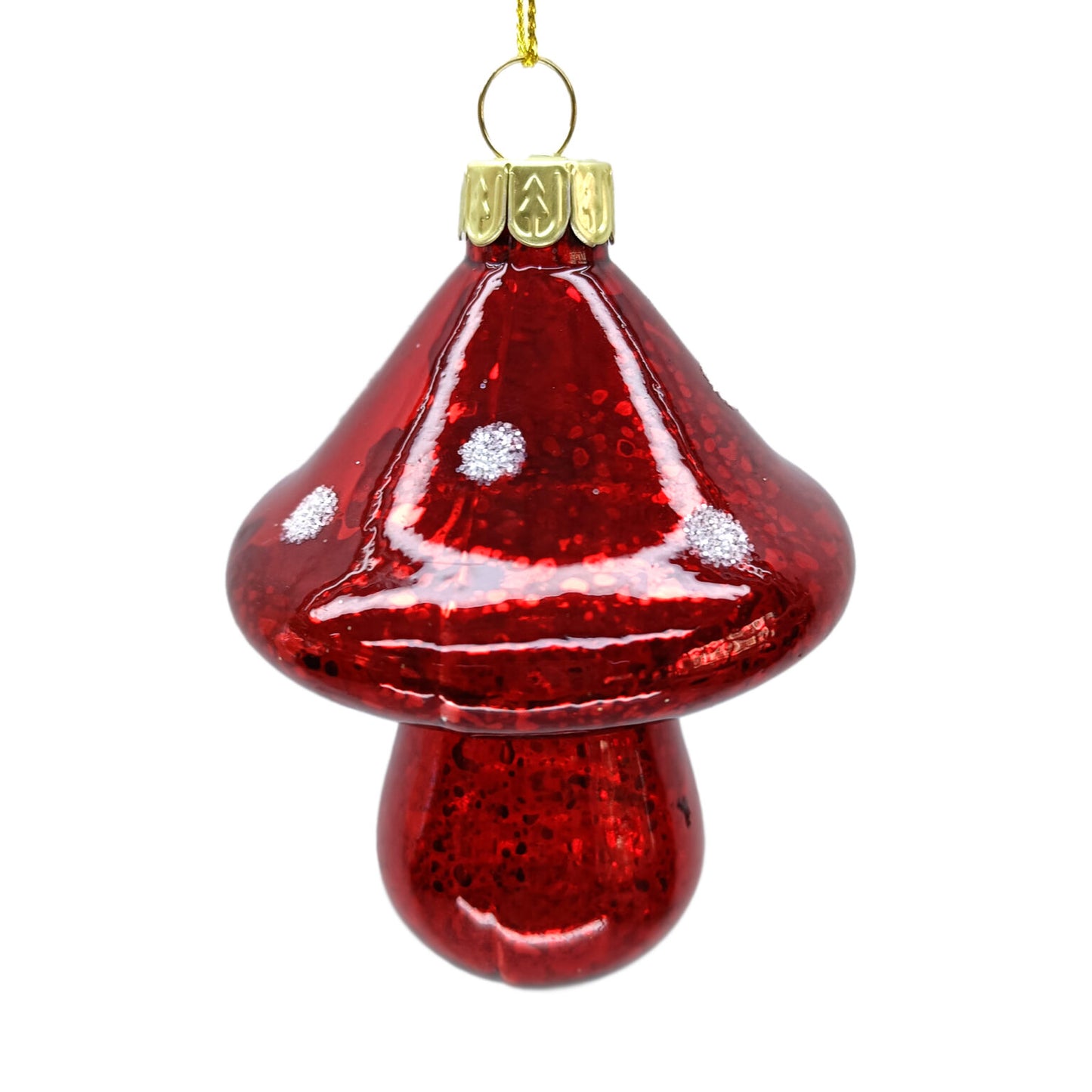 Glass Mushroom Ornament Red