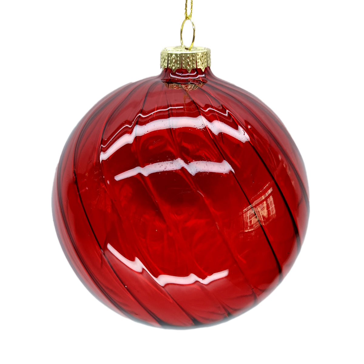 Blown Glass Clear Red or Green Swirl