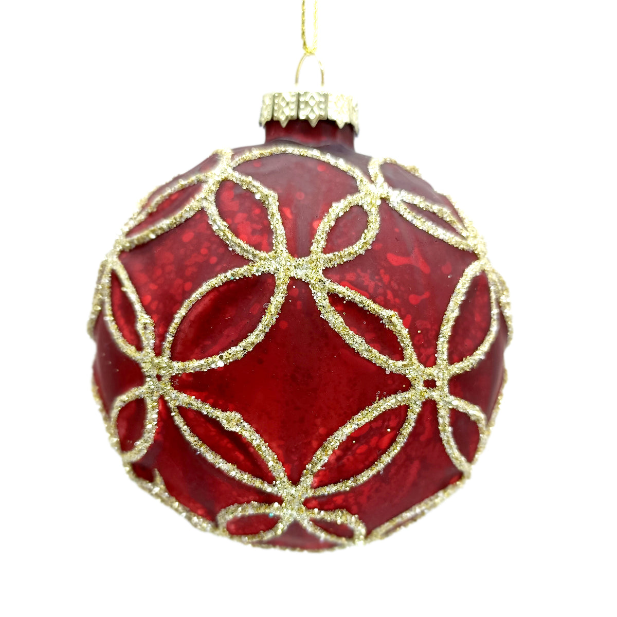 Green or Red & Gold Glitter Round Ornament