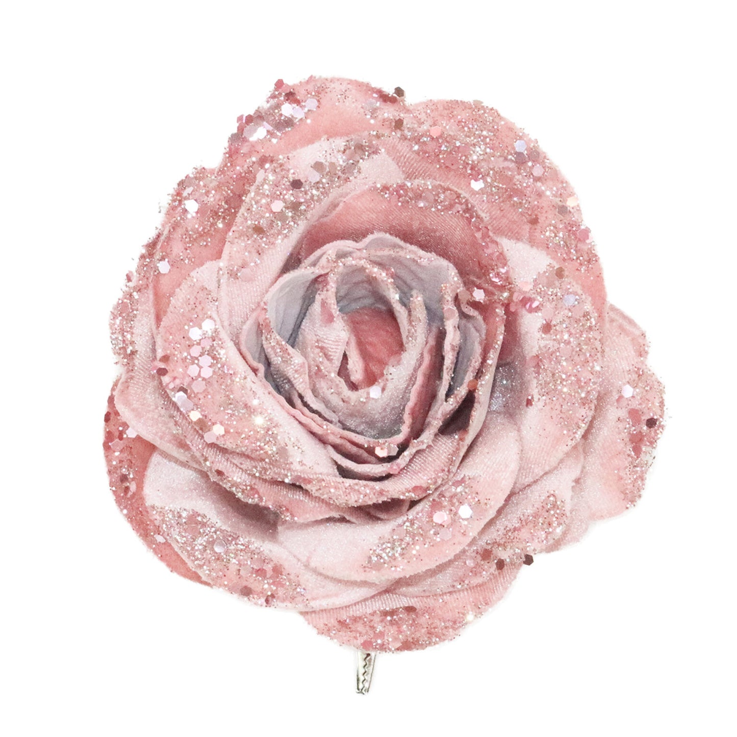 Velvet Glitter Rose Head Ornament