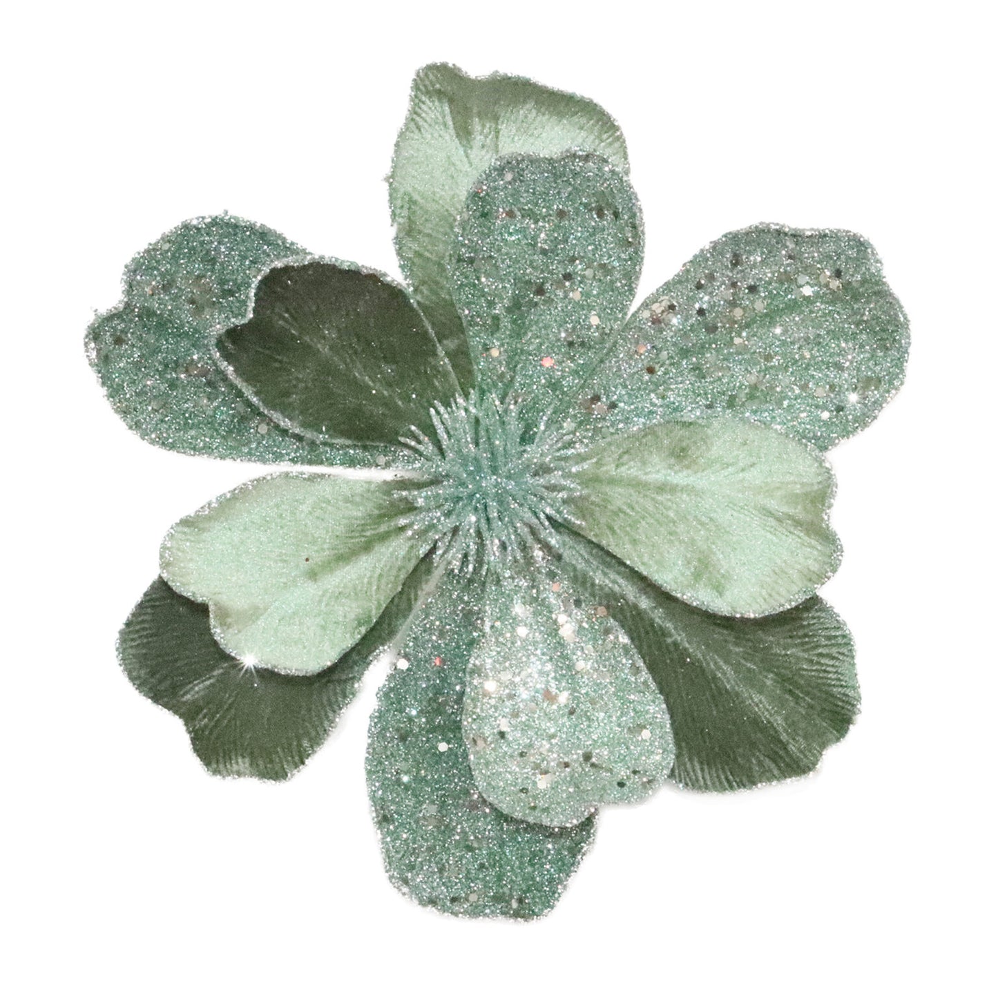 Velvet Glitter Sage Magnolia Head Ornament