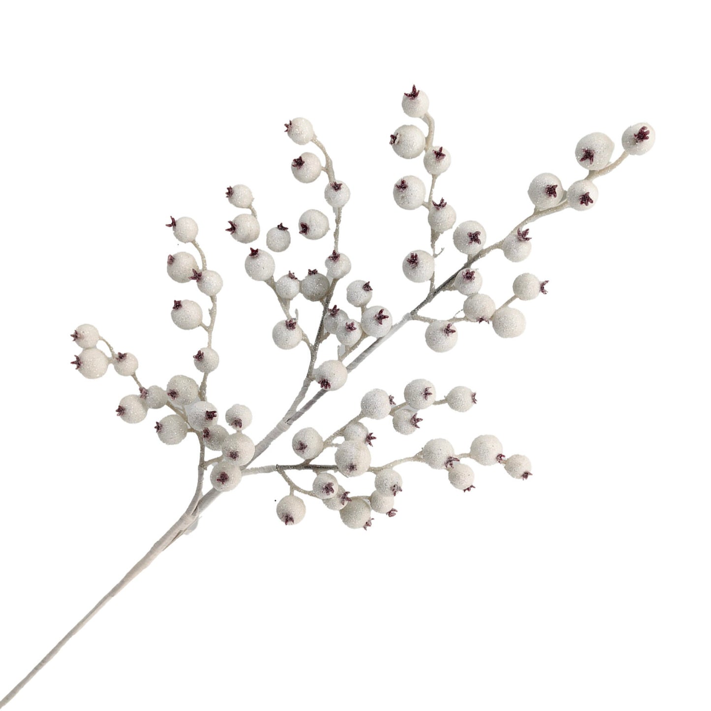 White Glitter Berry Stems