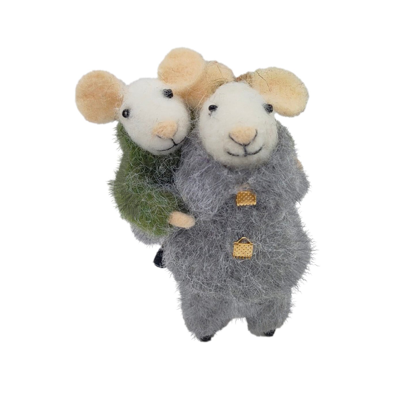 Piggybacking Felted Mouse Ornament