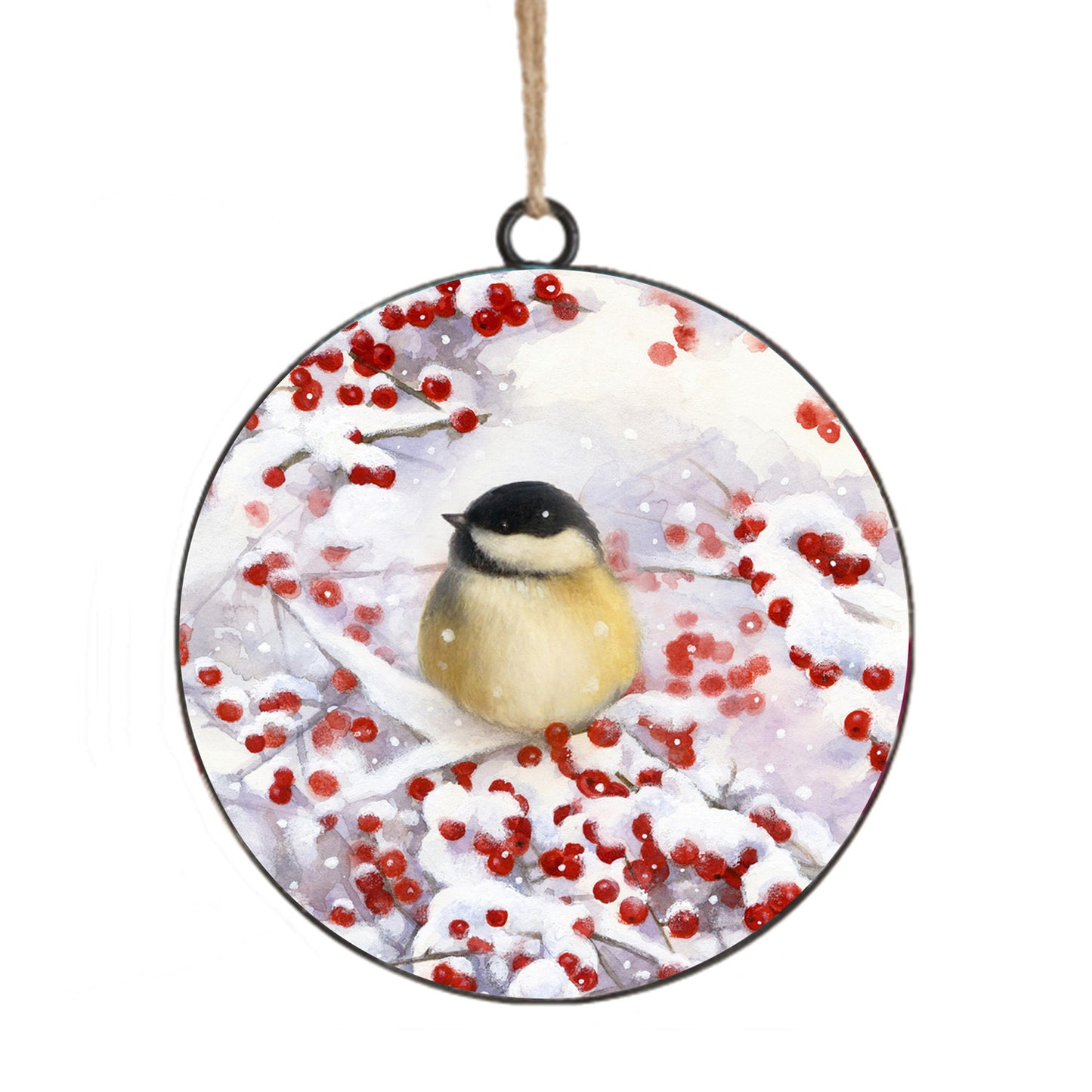 Chickadee Metal Disc Ornament