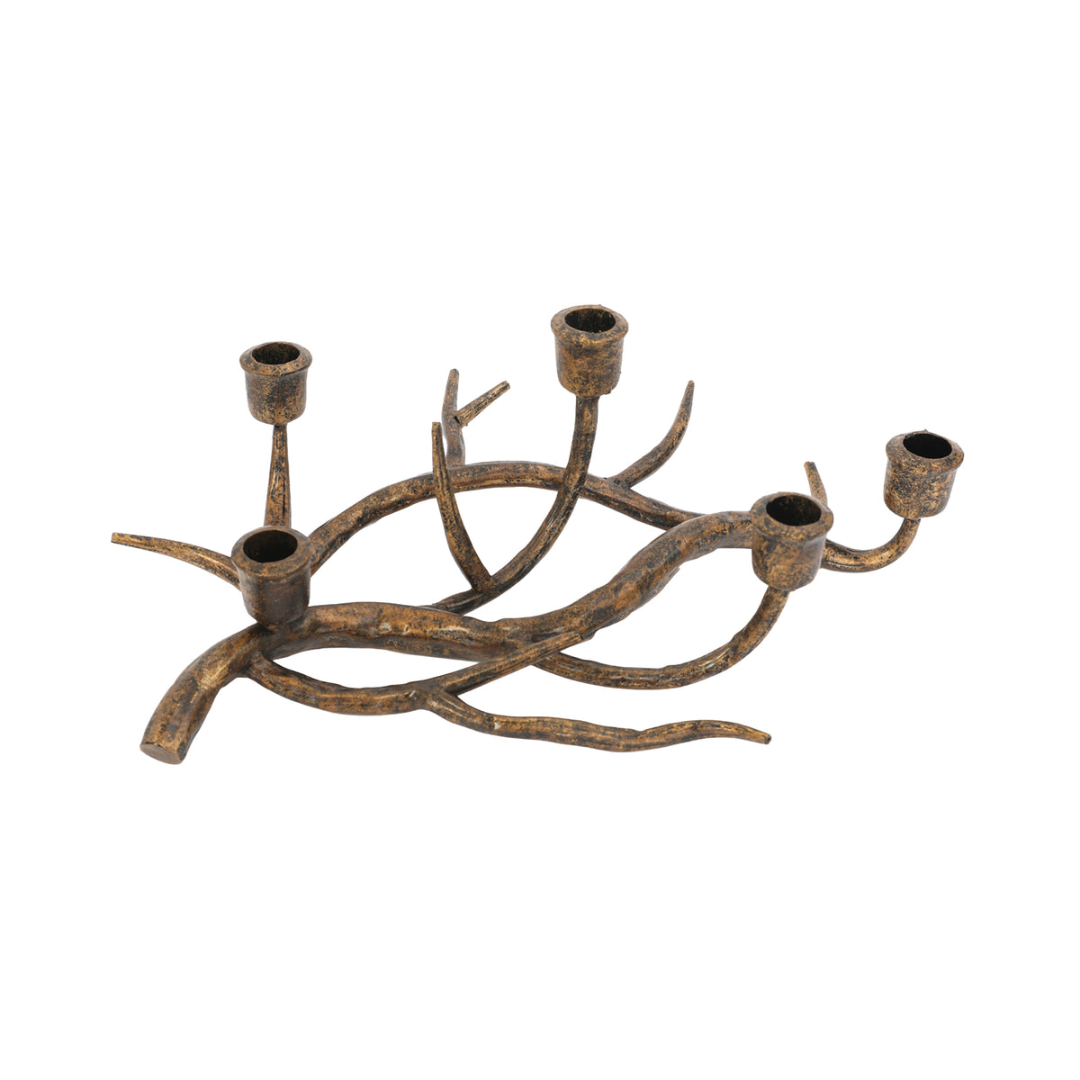 Antique Gold Metal Antler Candle Holders