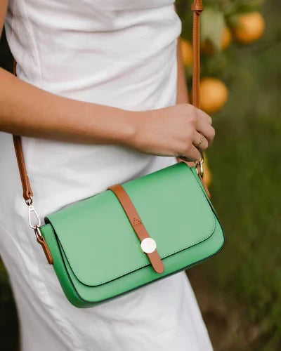 vegan athena crossbody bag, Louenhide, green apple