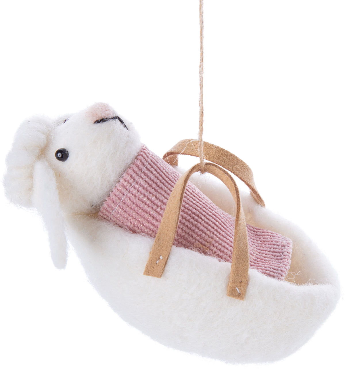 Baby Lamb in Bassinet Ornament