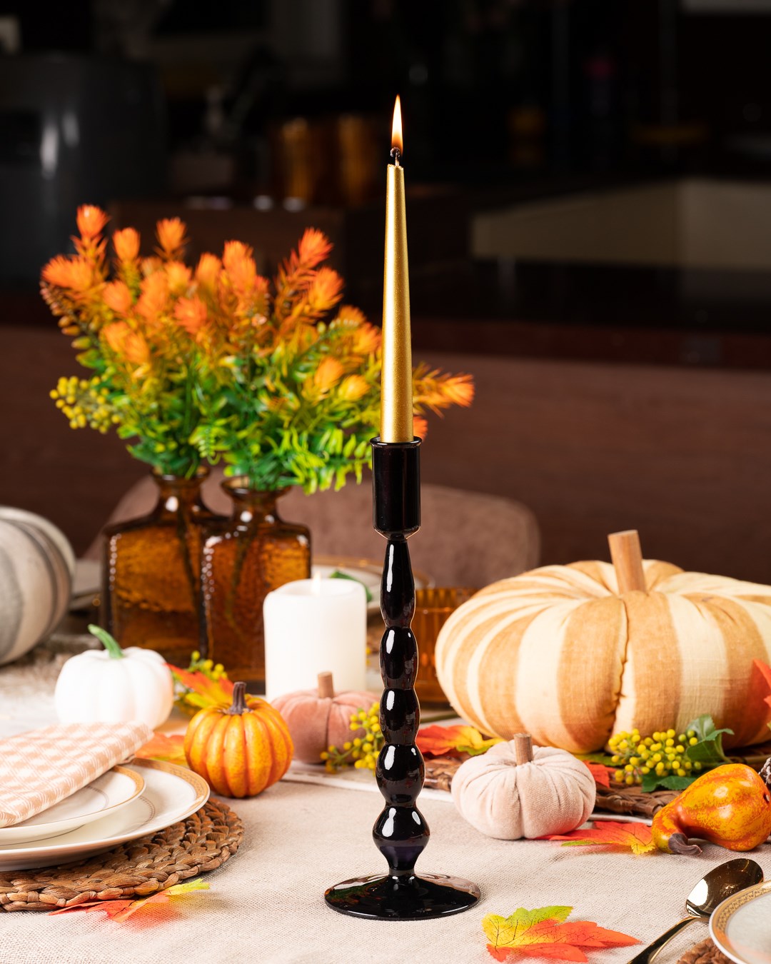 Carina Black Glass Taper Holders