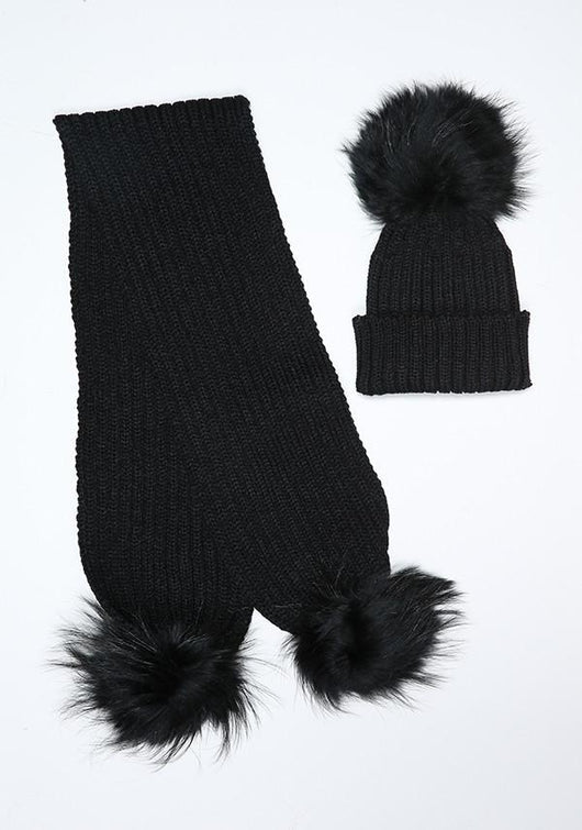 Scarf And Hat Faux Pom Set - Catherine Lillywhite's