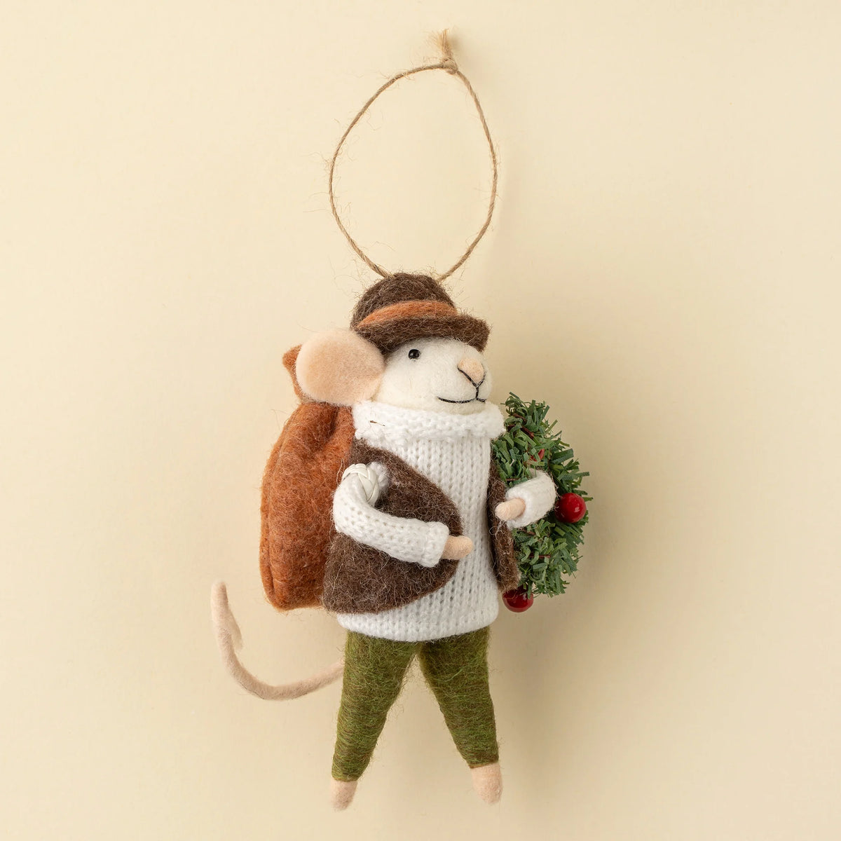 Evergreen Edgar Felted Mouse Ornament