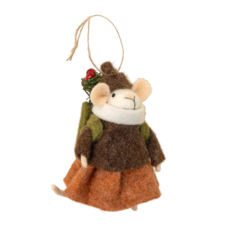 Evergreen Elsie Felted Mouse Ornament