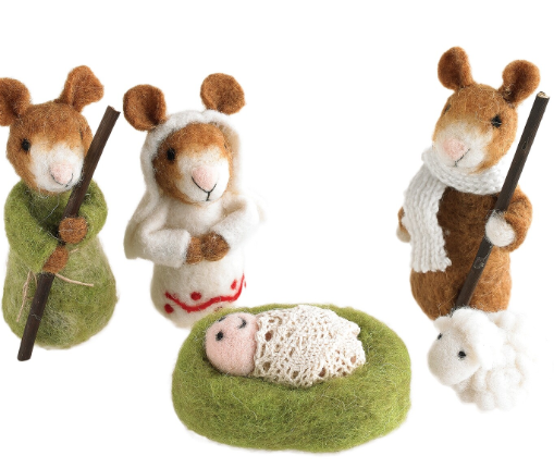 Woodland Felted Mice Nativity Set