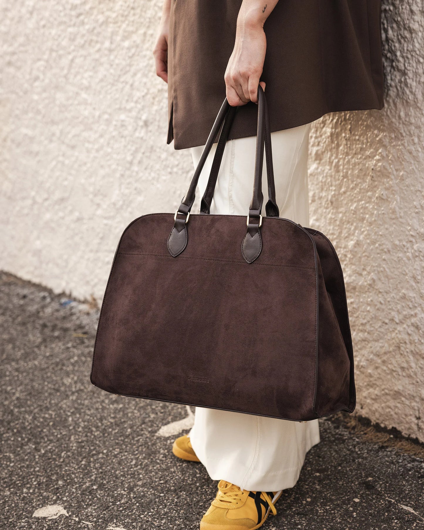 Blaire Tote Bag: Suede Chocolate