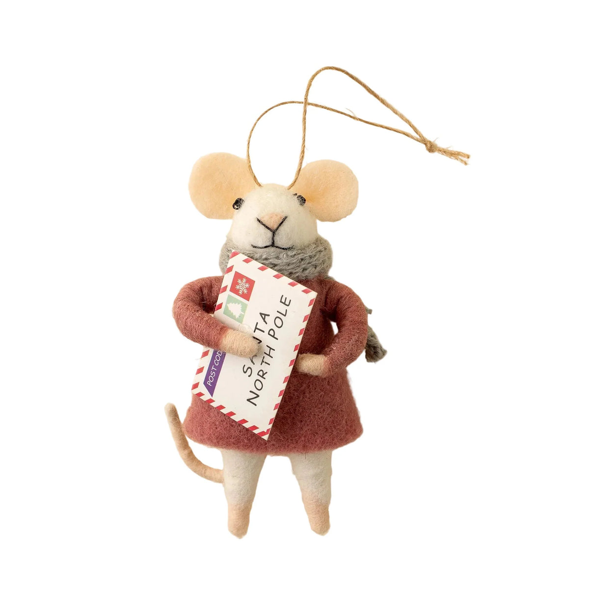 Letters to Santa Lucy Felted Mouse Ornament