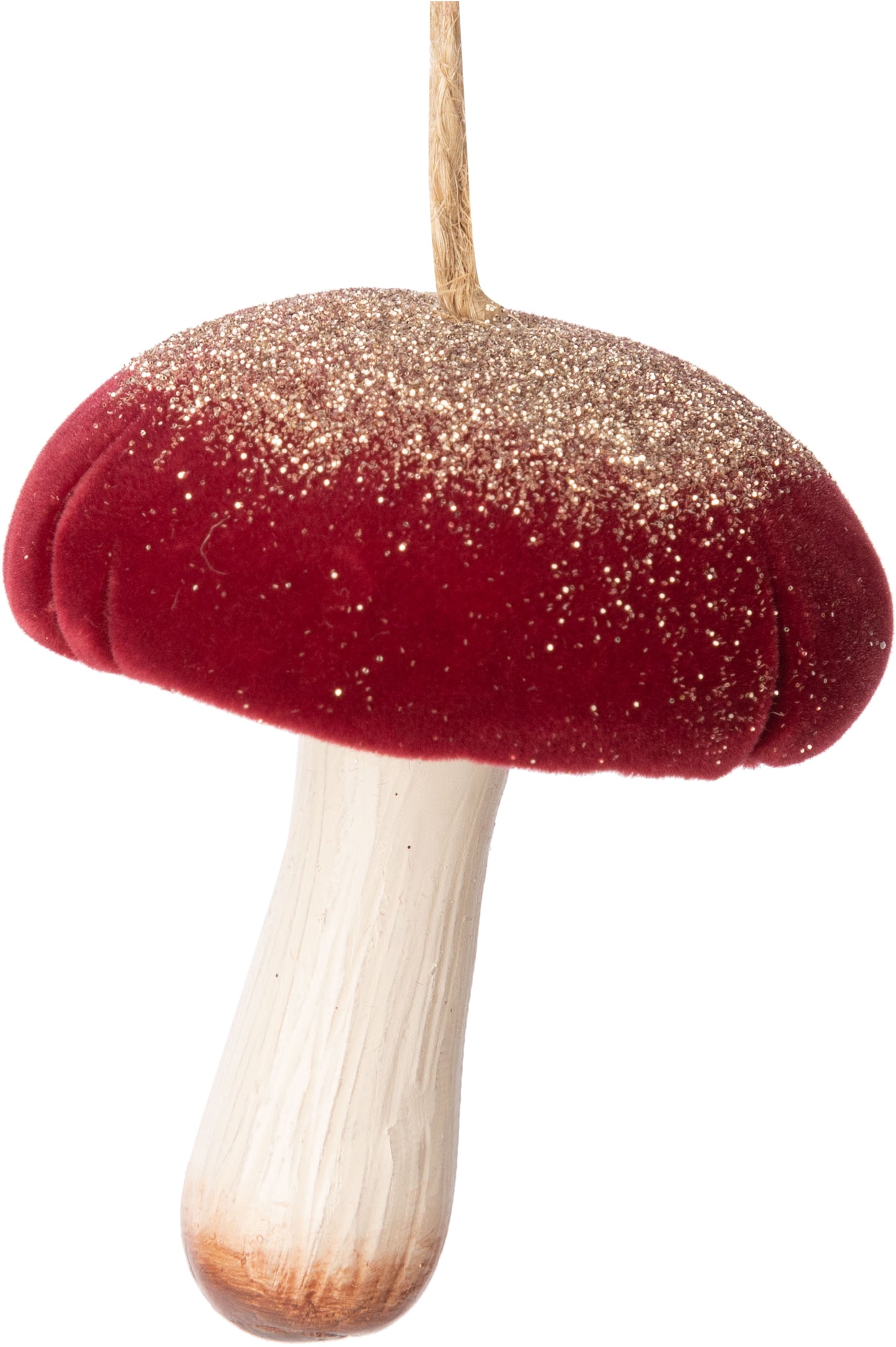 Red Velvet Gold Glitter Mushroom Ornament