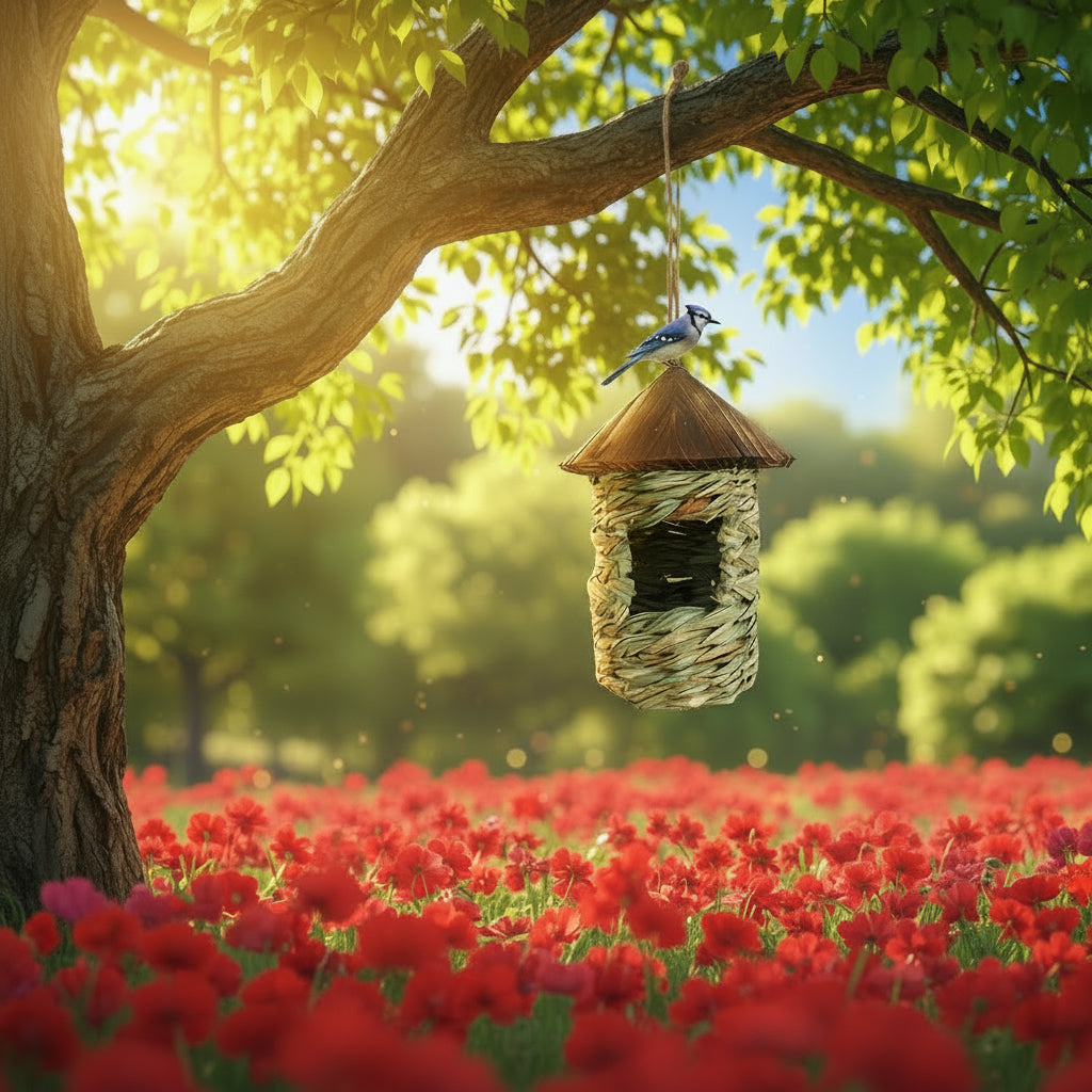Wood & Grass Birdhouse