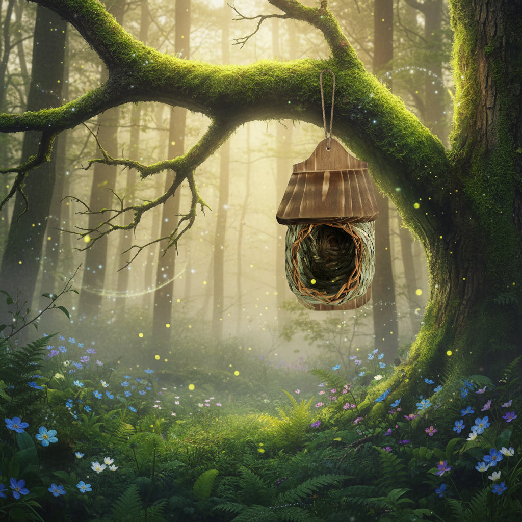 Wood & Grass Birdhouse