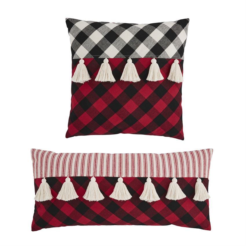 Plaid Pillows with Tassels