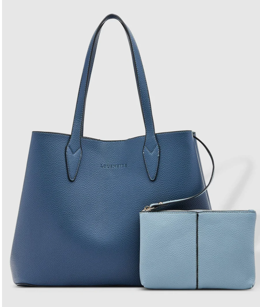 Chicago Tote Bag Louenhide Purses Steel Blue Vegan Leather