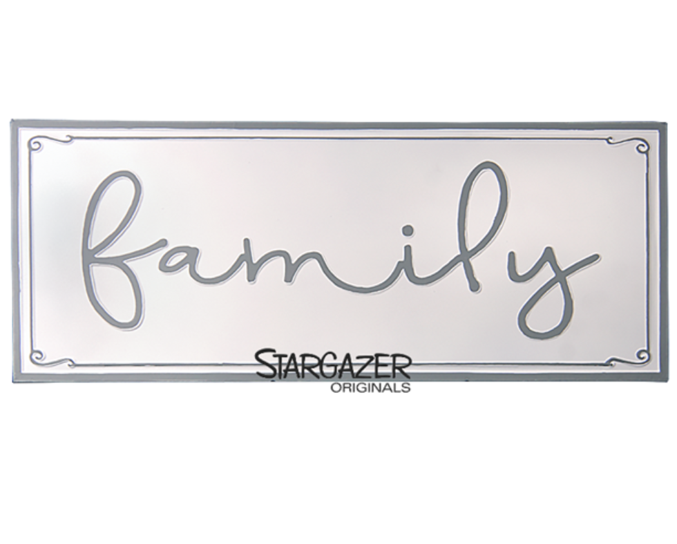 Family Embossed Metal Sign - Grey/White